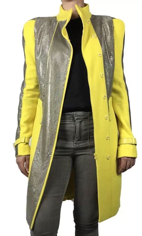 versace chainmail yellow runway coat